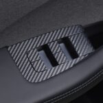 4 unids/set para Tesla Model 3 pegatina de botón de ventana de elevación Interior del coche, Carbon Fiber - Imagen 2