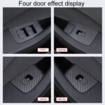 4 unids/set para Tesla Model 3 pegatina de botón de ventana de elevación Interior del coche, Carbon Fiber - Imagen 4