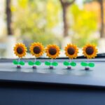 5 unids/set bonito adorno de girasol para coche consola central para coche decoración de flores temblorosas, A Model Green Leaves