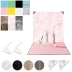 Tablero de fondo de doble cara de 2 piezas de 60 cm + Juego de accesorios de fotografía de papel de fondo de 7 piezas, Set 1