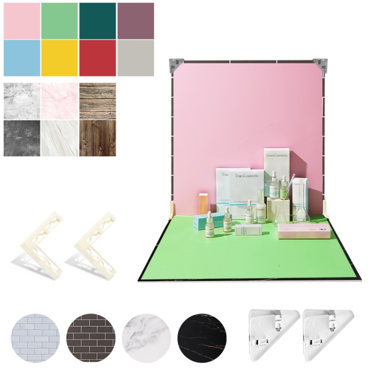 TBD0604599403.jpg Tablero de fondo de doble cara de 2 piezas de 60 cm + Juego de accesorios de fotografía de papel de fondo de 7 piezas, Set 3 - Imagen 1