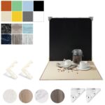 Tablero de fondo de doble cara de 2 piezas de 60 cm + Juego de accesorios de fotografía de papel de fondo de 7 piezas, Set 4