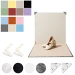 Tablero de fondo de doble cara de 2 piezas de 60 cm + Juego de accesorios de fotografía de papel de fondo de 7 piezas, Set 6