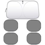 Visera de protección solar con aislamiento térmico para parabrisas delantero de coche, Large Front Baffle + 4 Side Baffles