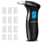 Detector LCD Luz de fondo Probador de alcohol en el aliento, AT69S With 12 Mouthpieces Box