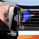 BUDK Soporte de teléfono para automóvil antivibración Soporte de soporte de gravedad fijo para ventilación de aire de navegación para automóvil