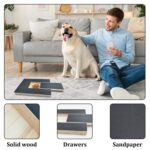Tablero para rascar para perros, papel de lija de madera, molinillos de uñas para perros con cajón para golosinas - Imagen 4