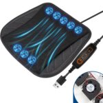 Cojín de asiento respirable ventilado fresco del verano del USB del coche, Black 8 Sets Fan