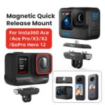 AMagisn - Soporte magnético de liberación rápida de metal con cubierta superior para Insta360 Ace, Ace Pro, X5, X3, X2 y GoPro HERO12 (negro) - Imagen 2