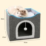 Cama plegable multifuncional para mascotas con tablero rascador para gatos de sisal - Imagen 4