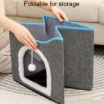 Cama plegable multifuncional para mascotas con tablero rascador para gatos de sisal - Imagen 6