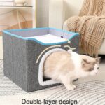 Cama plegable multifuncional para mascotas con tablero rascador para gatos de sisal - Imagen 8
