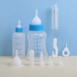 Biberón de leche para mascotas Taza de agua portátil con múltiples tetinas, Small Blue - Imagen 2