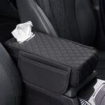 Caja de reposabrazos para coche, almohadilla de refuerzo, caja de pañuelos Interior ensanchada, Black