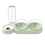 Cuenco para gatos 3 en 1, dispensador automático de agua, cuenco antiderrames de comida para mascotas con inclinación de gran diámetro, Verde, Blanco, Gris