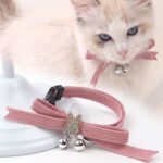 Collar para mascotas, joyería, collar ajustable con campana para gatos, Dark Pink - Imagen 2