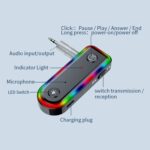 Adaptador de audio para automóvil Q3 2 en 1 con luz RGB y receptor de audio Bluetooth - Imagen 4