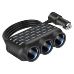 1 a 3 12V/24V Cargador de mechero de coche Luz multifunción de siete colores, BY-1507