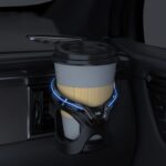 Portavasos para automóvil, salida de aire acondicionado, estante de almacenamiento multifuncional, Black Silver LED Light