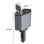 Cargador rápido para coche con pantalla digital de doble línea retráctil USB multifuncional 4 en 1 de 120 W - Imagen 2