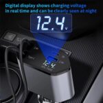 Cargador rápido para coche con pantalla digital de doble línea retráctil USB multifuncional 4 en 1 de 120 W - Imagen 4