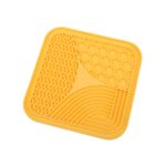 Ventosa de silicona para lamer almohadilla para perro, cuenco de alimentación lenta antiasfixia, Small (Yellow)