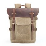 Mochila de lona impermeable para cámara vintage con soporte para trípode con compartimento para computadora portátil
