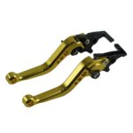 Palanca de freno de bicicleta eléctrica ajustable, capó de manillar de freno de disco doble de seis velocidades CNC, 1 par, Brake Lever(Gold)