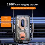 Cargador inalámbrico transparente para coche de 120 W, soporte para teléfono móvil, cargador rápido magnético - Imagen 3