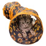 Túnel de juego plegable para gatos de interior con forma de calabaza de Halloween, Straight - Imagen 5