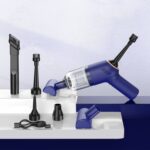 Aspiradora de coche de carga inalámbrica Mini aspiradora de mano de alta potencia para seco y húmedo, Blue