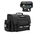Cwatcun D115 Bolso bandolera para cámara DSLR con película de cuero impermeable, Black Large