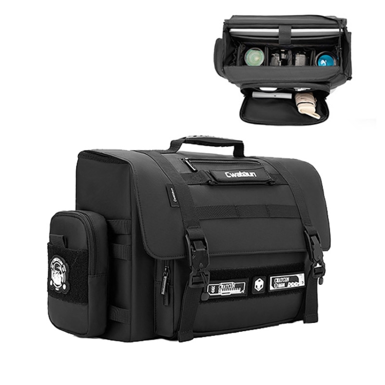 TBD0604994803.jpg Cwatcun D115 Bolso bandolera para cámara DSLR con película de cuero impermeable, Black Large - Imagen 1
