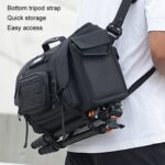 Cwatcun D115 Bolso bandolera para cámara DSLR con película de cuero impermeable, Black Large - Imagen 14
