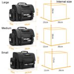Cwatcun D115 Bolso bandolera para cámara DSLR con película de cuero impermeable, Black Large - Imagen 3