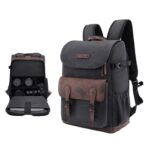 Mochila de hombro vintage Cwatcun D128 con compartimentos divididos, gran capacidad, resistente a salpicaduras, para fotografía, Small Black