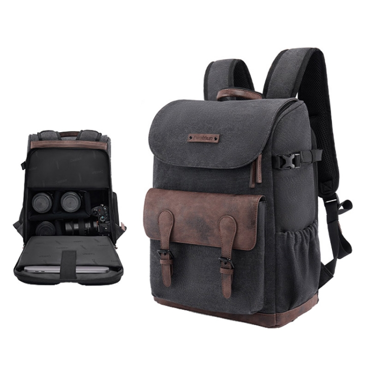 TBD0604996101.jpg Mochila de hombro vintage Cwatcun D128 con compartimentos divididos, gran capacidad, resistente a salpicaduras, para fotografía, Small Black - Imagen 1