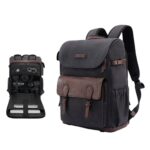 Mochila de hombro vintage Cwatcun D128 con compartimentos divididos, gran capacidad, resistente a salpicaduras, para fotografía, Medium Black