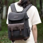 Mochila de hombro vintage Cwatcun D128 con compartimentos divididos, gran capacidad, resistente a salpicaduras, para fotografía, Small Black - Imagen 2