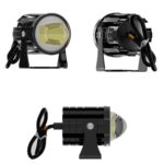 1 par de faros delanteros de motocicleta de 12 V-85 V, faros delanteros LED de trabajo para automóviles de dos colores, Yellow + White Light Without Flashing - Imagen 2
