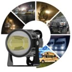 1 par de faros delanteros de motocicleta de 12 V-85 V, faros delanteros LED de trabajo para automóviles de dos colores, Yellow + White Light Without Flashing - Imagen 4