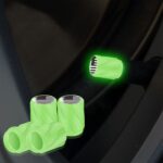 Juego de 4 tapas de válvulas modificadas para neumáticos de motocicletas y automóviles luminosas, Green Black Flag
