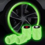 Juego de 4 tapas de válvulas modificadas para neumáticos de motocicletas y automóviles luminosas, Green Black Flag - Imagen 9