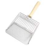 Pala de filtro divisor de arena para gatos de metal, herramienta de limpieza para el cuidado de mascotas, Square Silver