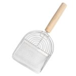 Pala de filtro divisor de arena para gatos de metal, herramienta de limpieza para el cuidado de mascotas, Round Silver