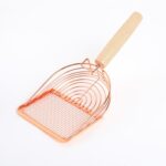 Pala de filtro divisor de arena para gatos de metal, herramienta de limpieza para el cuidado de mascotas, Round Rose Gold