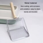 Pala de filtro divisor de arena para gatos de metal, herramienta de limpieza para el cuidado de mascotas, Round Silver - Imagen 3