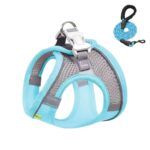 Arnés de pecho para mascotas estilo camiseta interior Correa reflectante transpirable de verano para perros, Blue+1.5m Round Rope