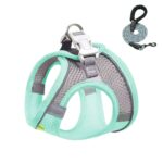 Arnés de pecho para mascotas estilo camiseta interior Correa reflectante transpirable de verano para perros, Green+2m Round Rope
