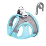 Arnés de pecho para mascotas estilo camiseta interior Correa reflectante transpirable de verano para perros, Blue+1.5m Flat Rope